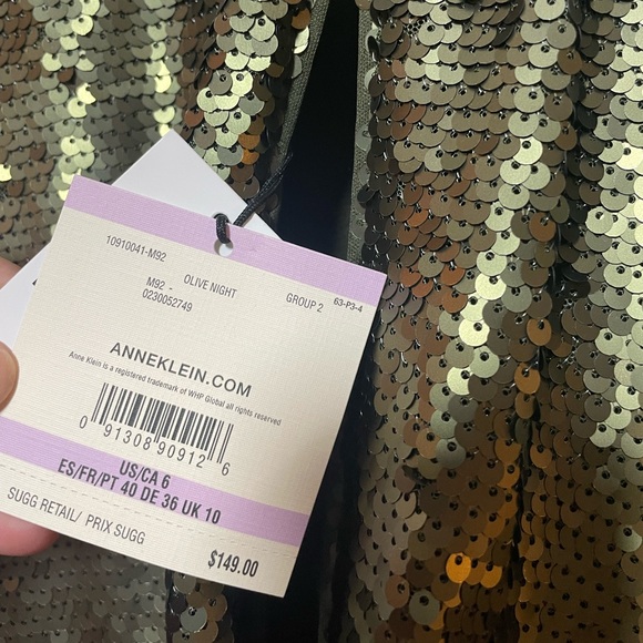 Olive 🫒 Night Sequin T-shirt Mini Dress - Size 6 - NWT - Picture 6 of 7